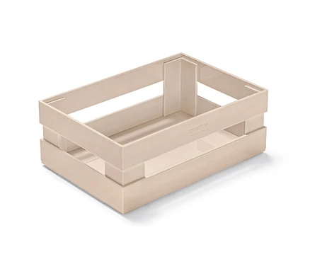Béžový úložný box.