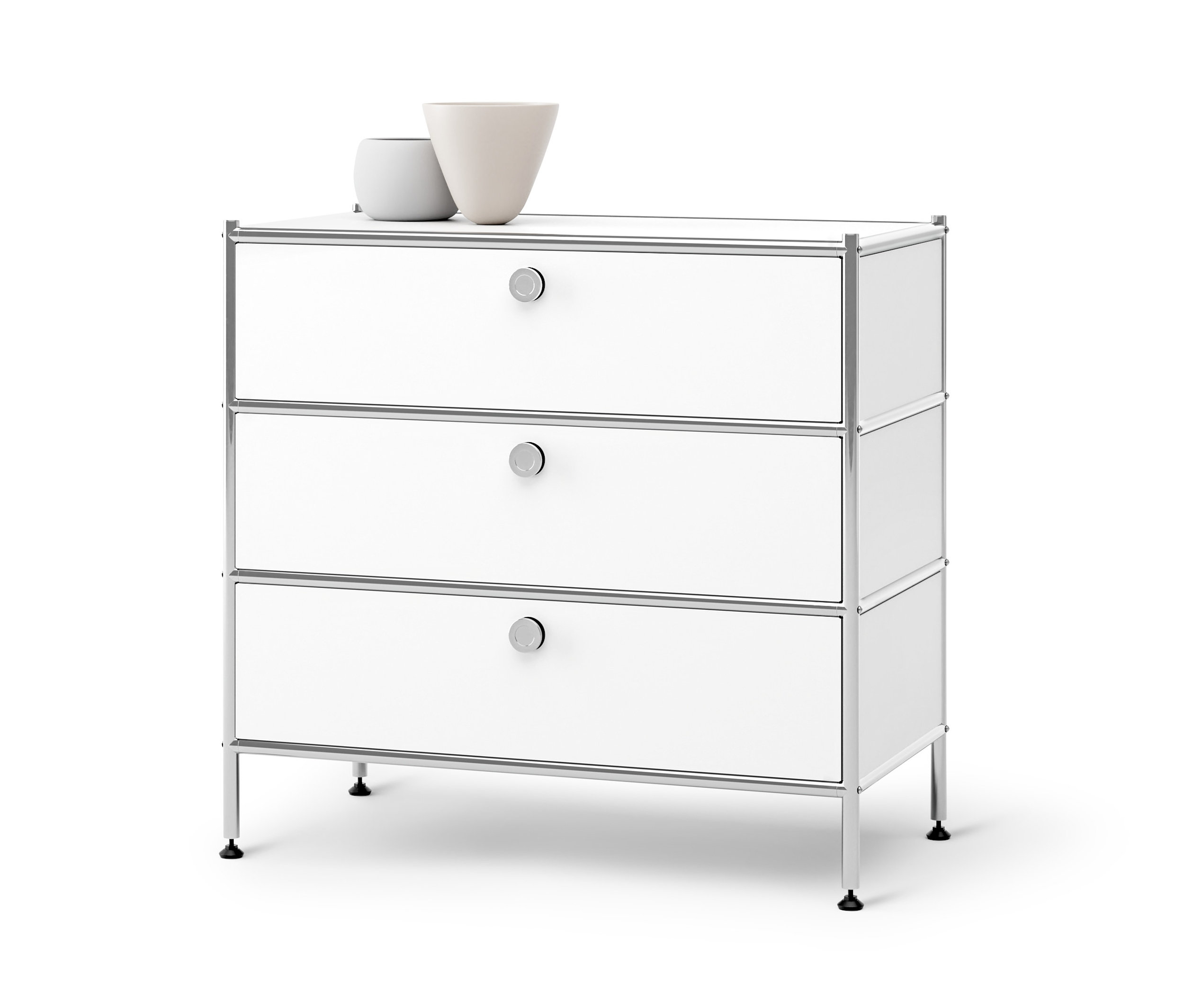 Bílá kovová komoda »CN3« se 3 zásuvkami.