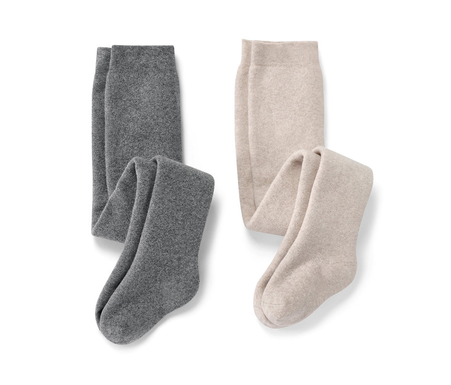 Dvoje dětské melírované termopunčocháče a dvoje kojenecké melírované termopunčocháče.