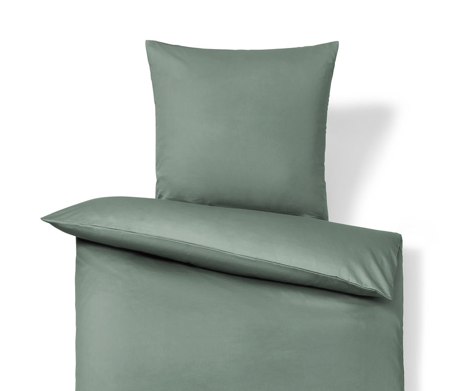 Zelené bavlněné saténové povlečení standardní a nadměrné velikosti.
