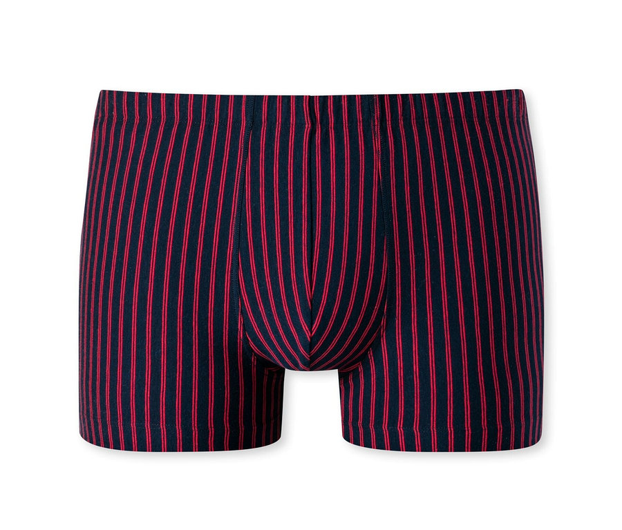 Červené trenýrky s biobavlnou SCHIESSER svislými proužky.