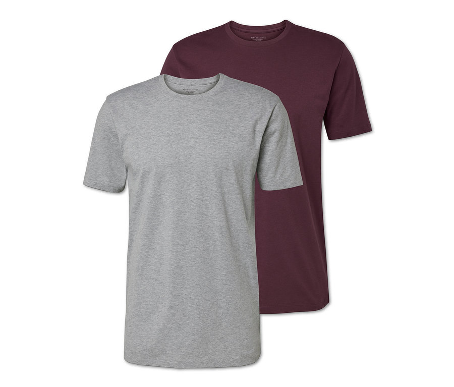 Dvě trička, šedé a červené.