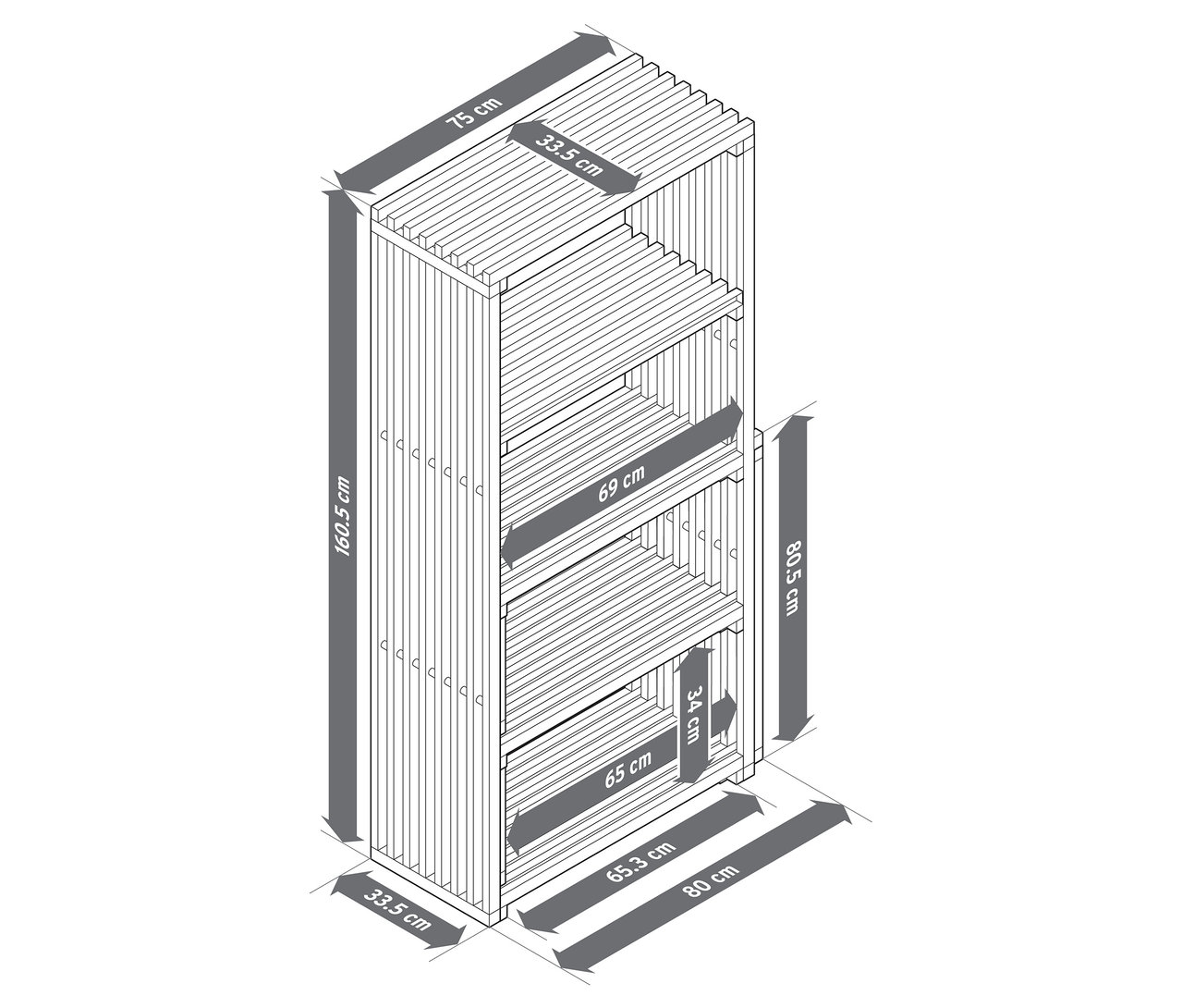 Na obrázku je zobrazen výsuvný regál s názvem "FLEKSIBEL" s různými rozměry.