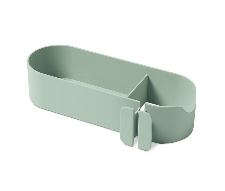 Zelený koupelnový organizér.