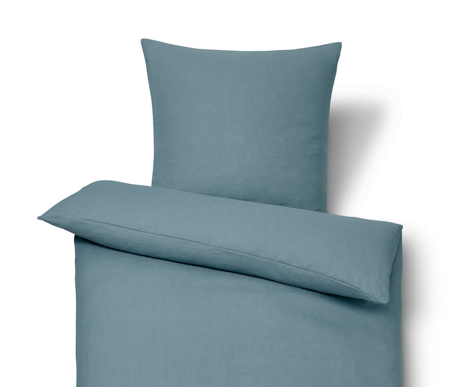 Modré lněné povlečení standardní a nadměrné velikosti.