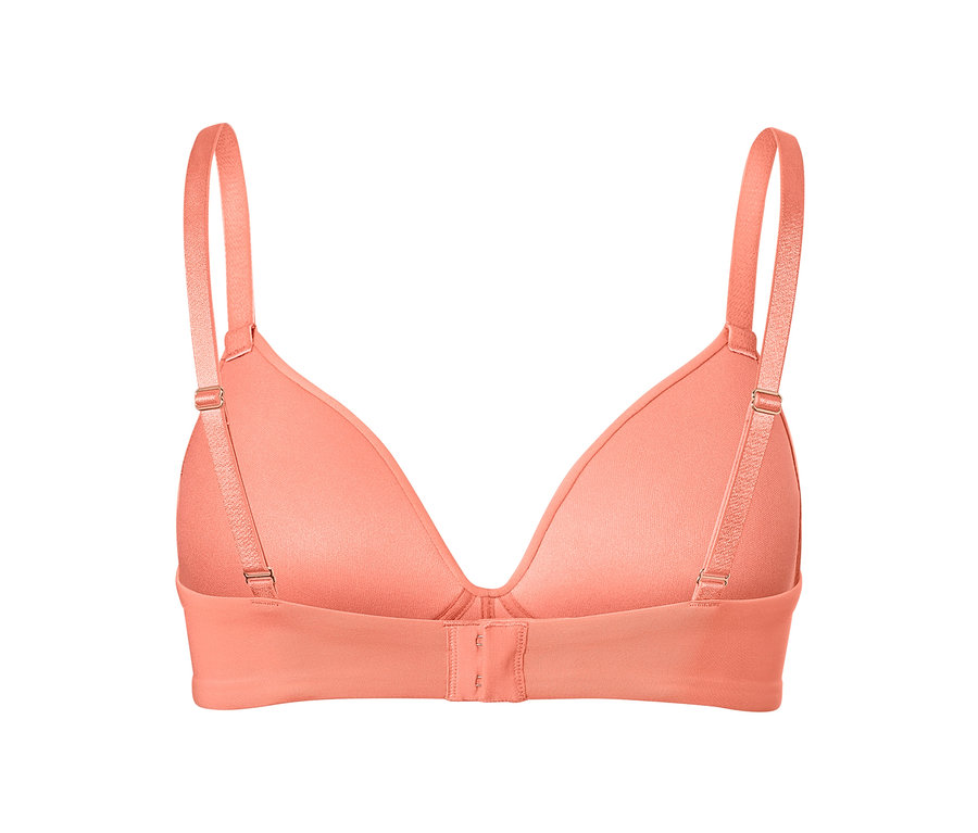 Pohled zezadu na papájovou podprsenku s měkkými košíčky.