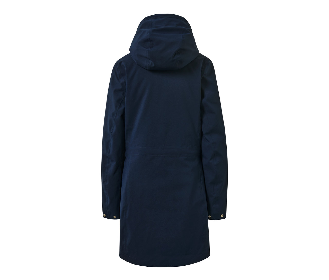 Pohled zezadu na modrý outdoorový kabát 3 v 1.