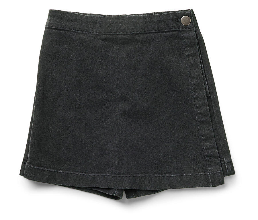 Dětská kalhotová sukně v džínovém vzhledu.