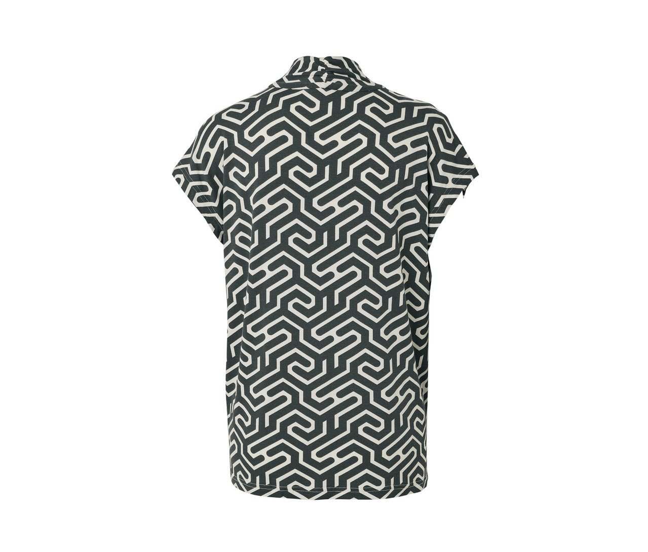 Zelené halenkové triko s výstřihem do V se vzorem.