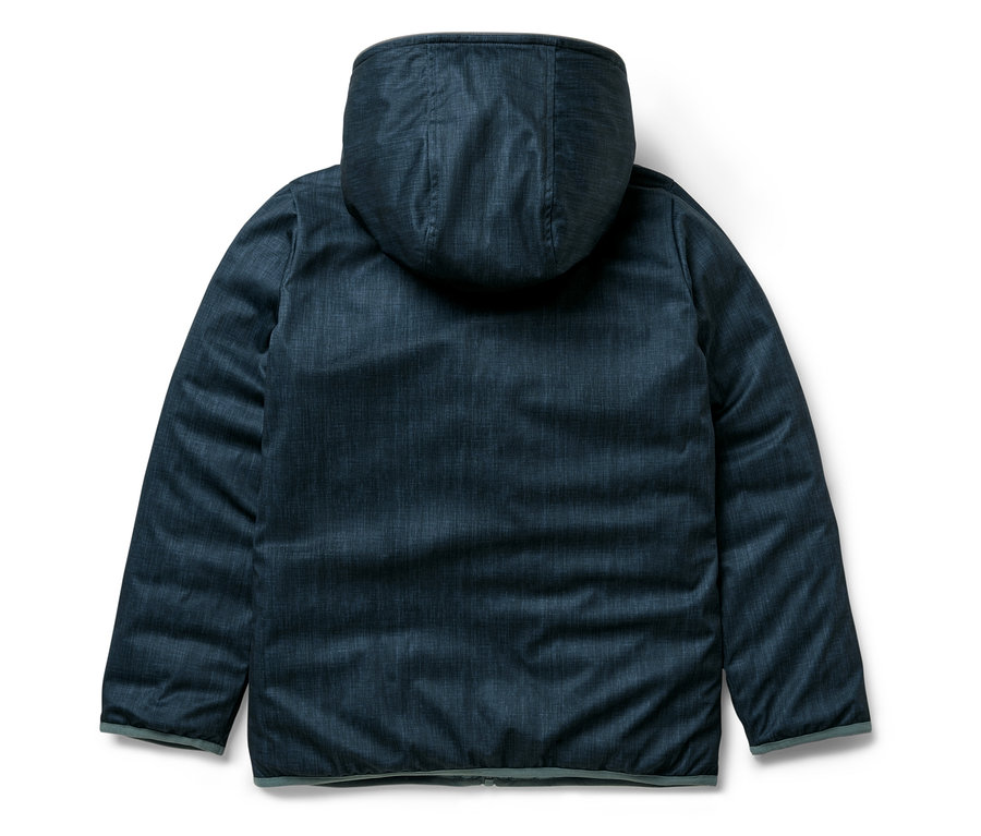 Modrá bunda 2 v 1 pro děti softshell a prošívaná bunda zezadu.