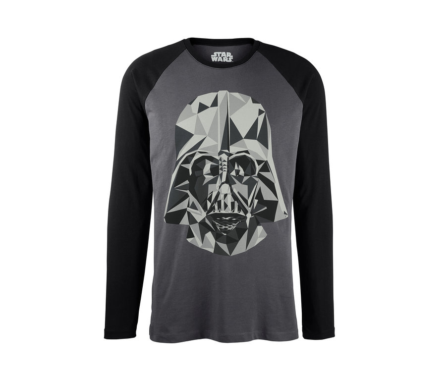 Šedé pyžamo „Star Wars“ s dlouhými rukávy a geometrickým potiskem Darth Vadera.