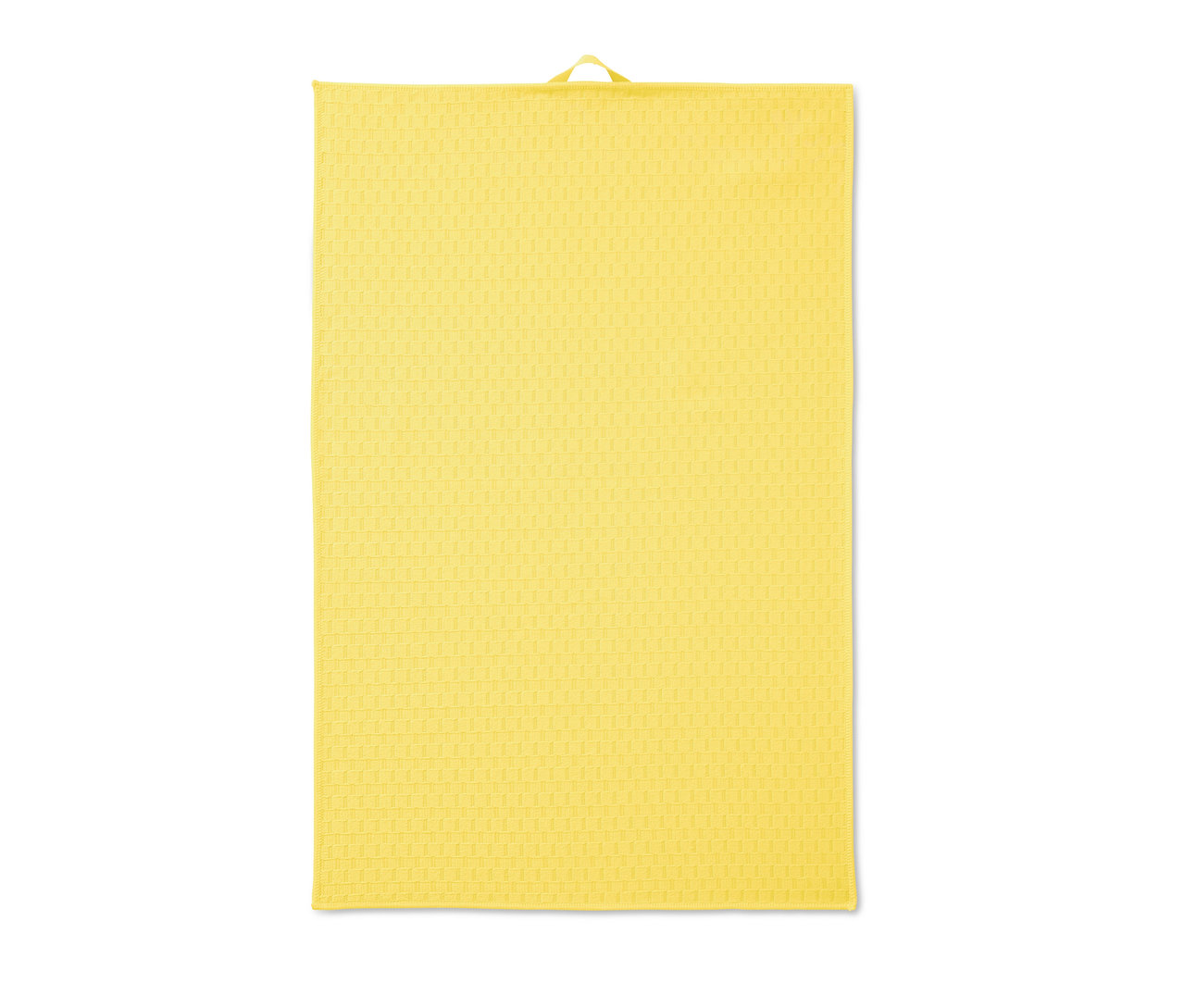 Žlutá utěrka na nádobí s poutkem.