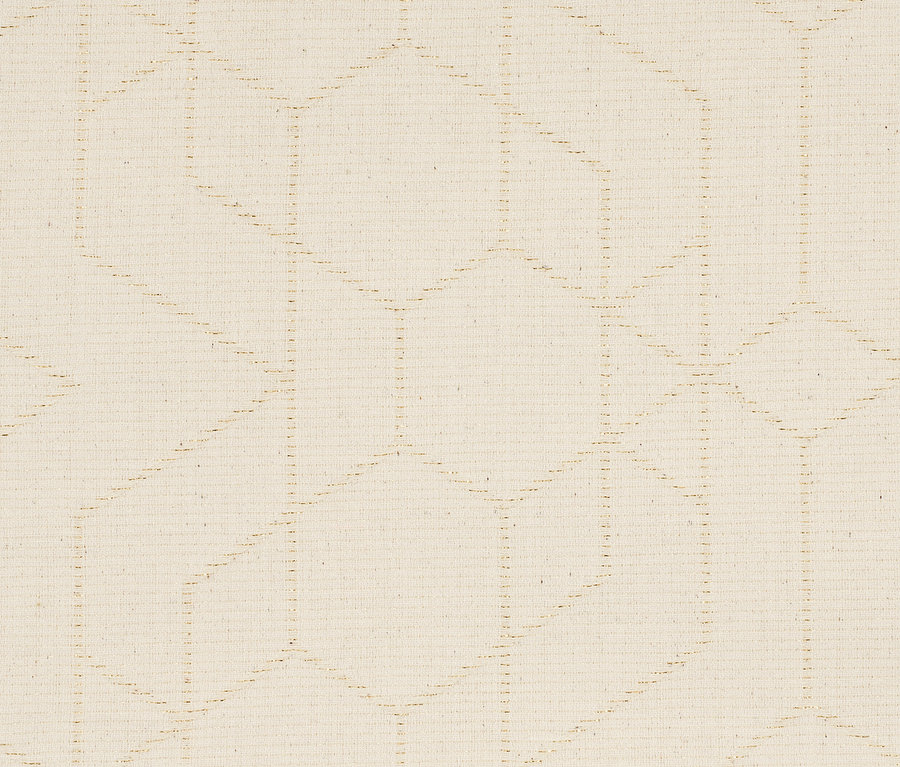 Detailní záběr žakárového ubrusu se vzorem geometrických tvarů.