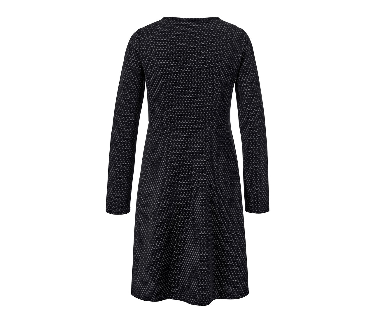 Detail šatů: žakárové šaty se třpytivým efektem.