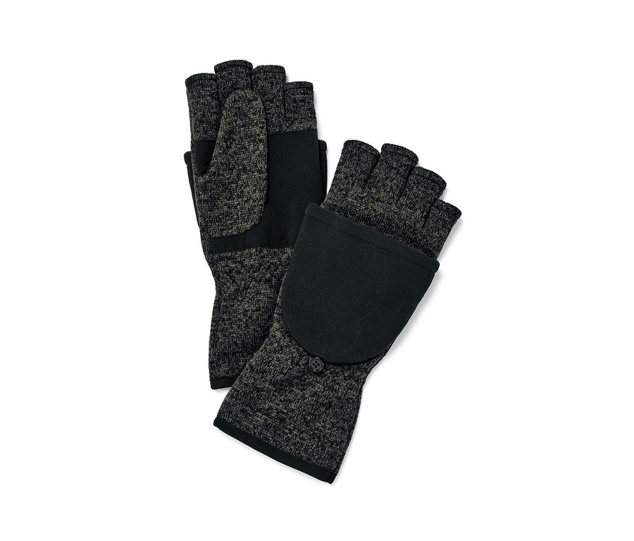 Dva pletené fleecové odklápěcí palčáky.