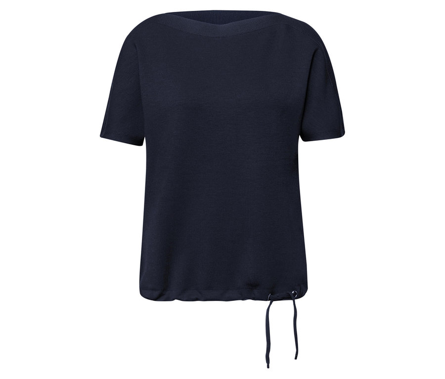 Tmavě modré tričko s krátkým rukávem Street One leží na bílém pozadí.