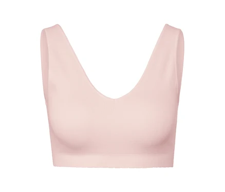 Růžová sportovní podprsenka s hlubokým výstřihem do V.