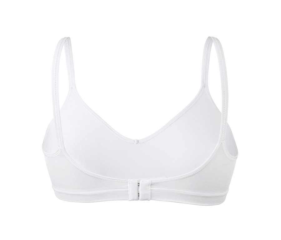 Detail bílé bezešvé měkké podprsenky.