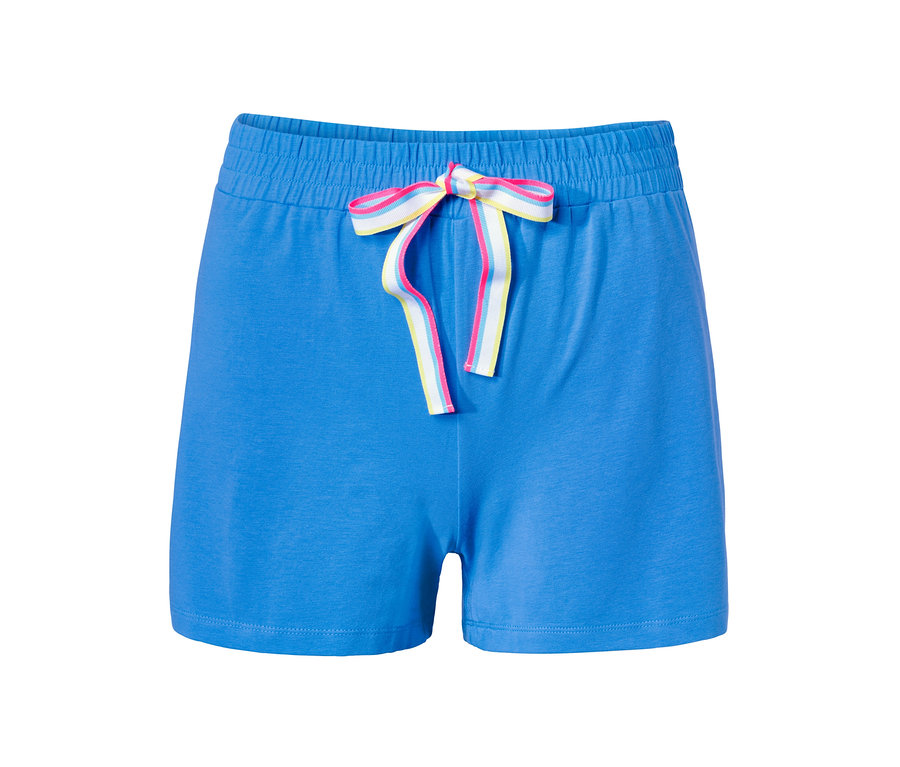 Modré krátké pyžamo se stahovací šňůrkou.