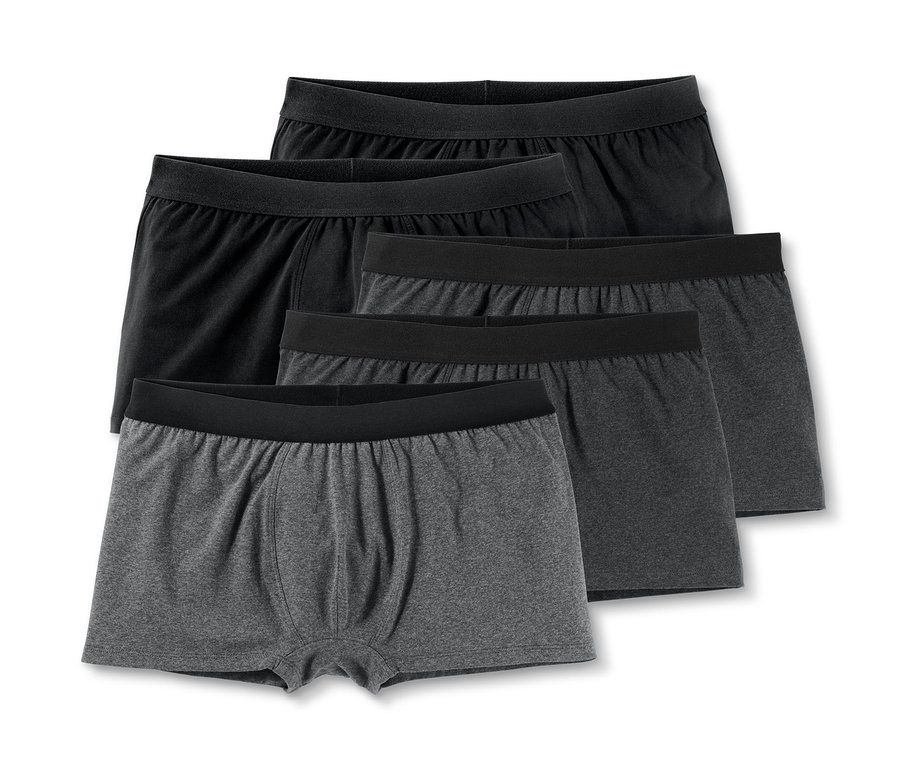 Čtyři boxerky: dvoje černé a dvoje šedé. Balení Boxerky, 5 ks.