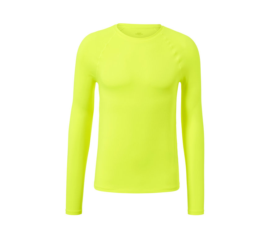 Neonově žluté funkční triko s dlouhým rukávem.