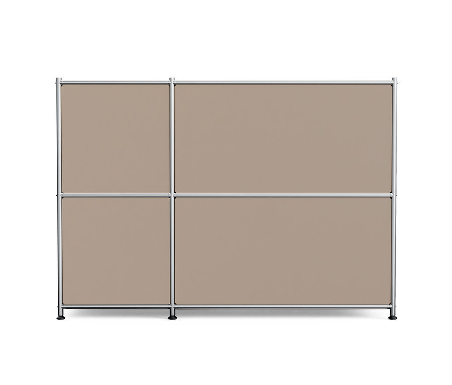 Hnědošedá kovová odkládací skříňka »CN3« se 2 výklopnými dvířky.