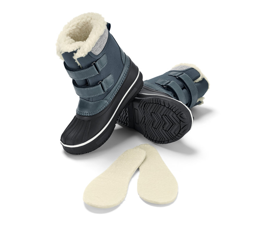 Modré dětské boty do každého počasí s vložkami.