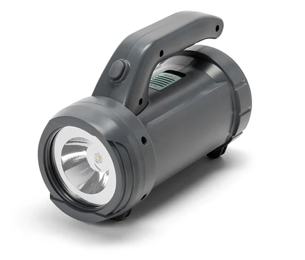 Šedé 17-in-1-LED-Multifunktionsleuchte s rukojetí a vypínačem.