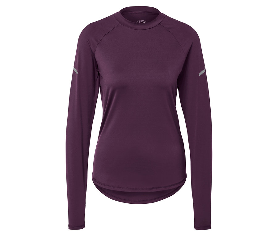 Fialové funkční tričko s dlouhým rukávem na bílém pozadí.