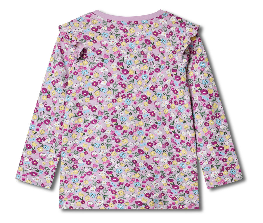 Tričko s dlouhým rukávem s květinovým potiskem.