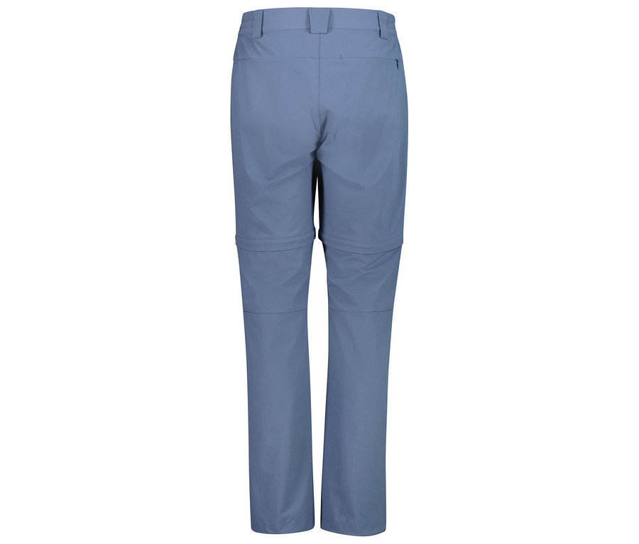 Modré, dlouhé kalhoty, focené zezadu.