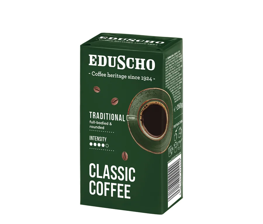 Balení mleté kávy EDU Classic Traditional 250 g.