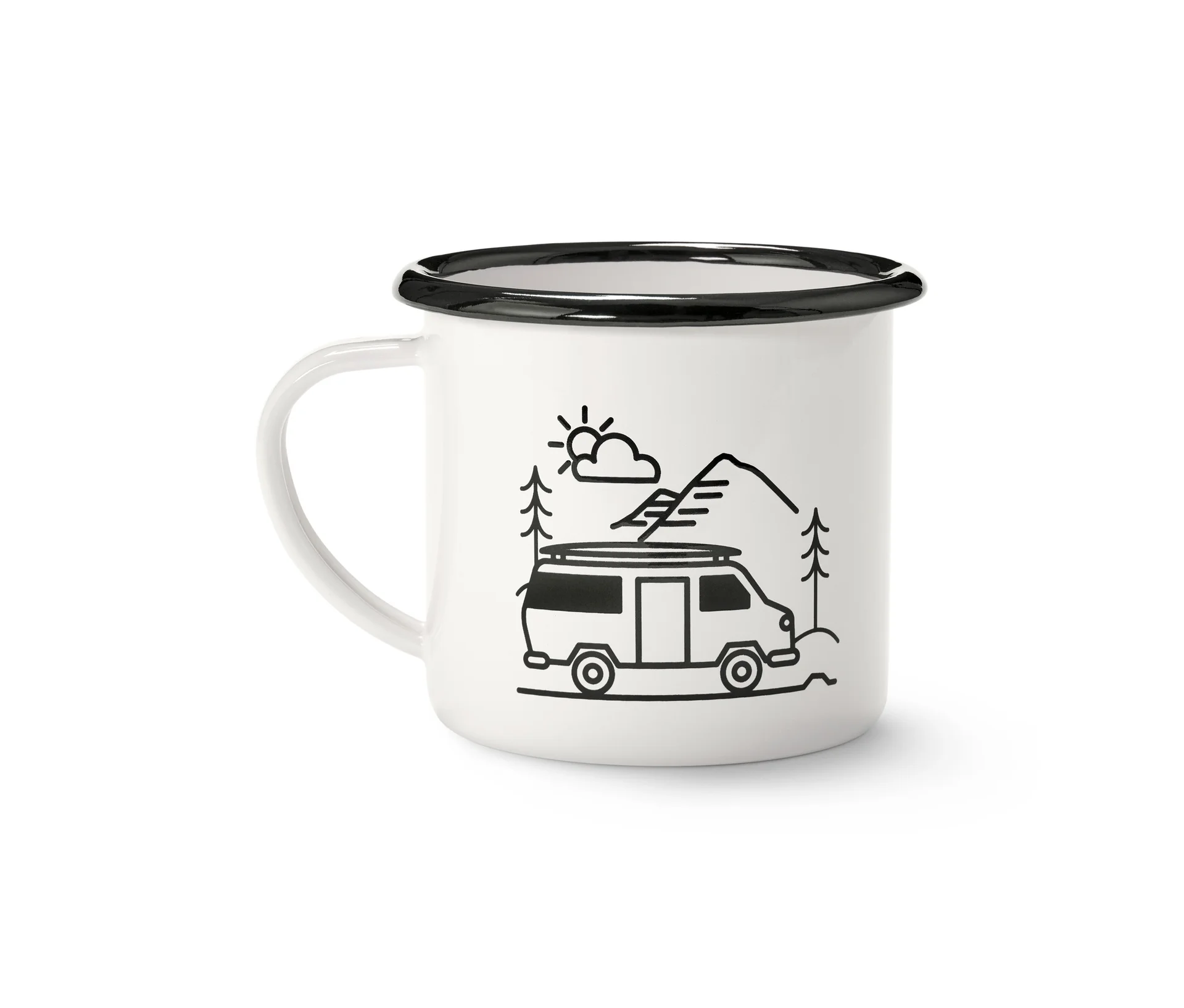 Smaltovaný hrnek na kávu „Camping“, 380 ml