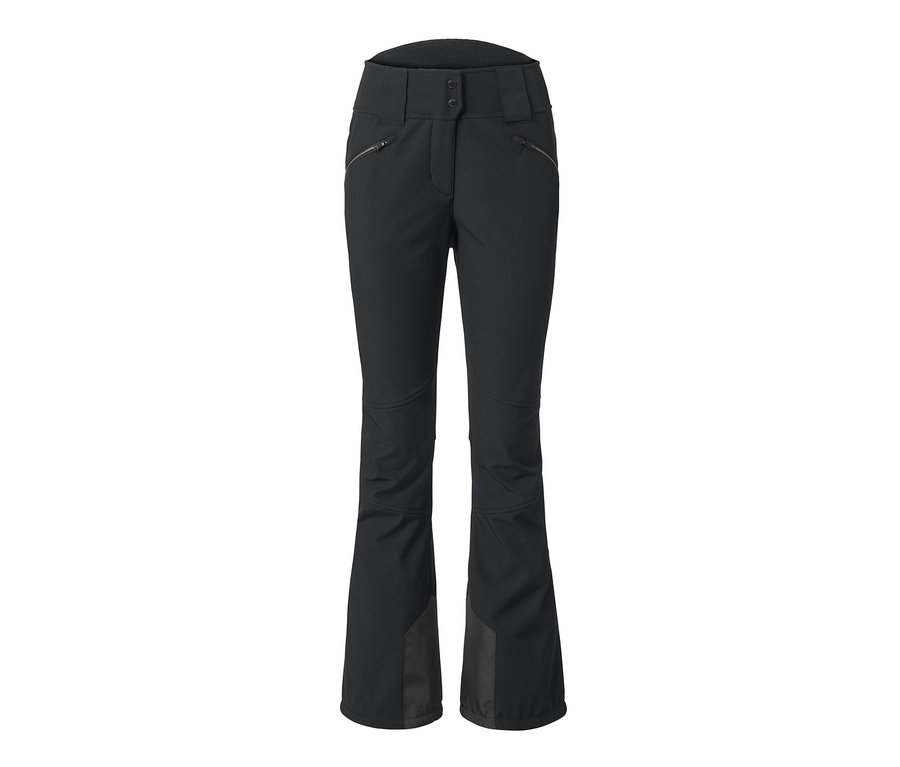 Černé lyžařské kalhoty na bílém pozadí.