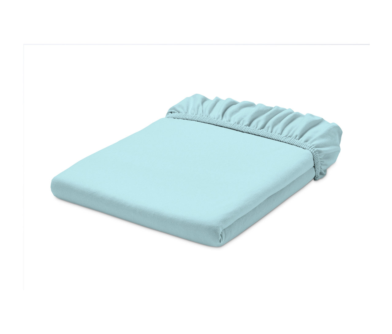 Modré žerzejové napínací prostěradlo.