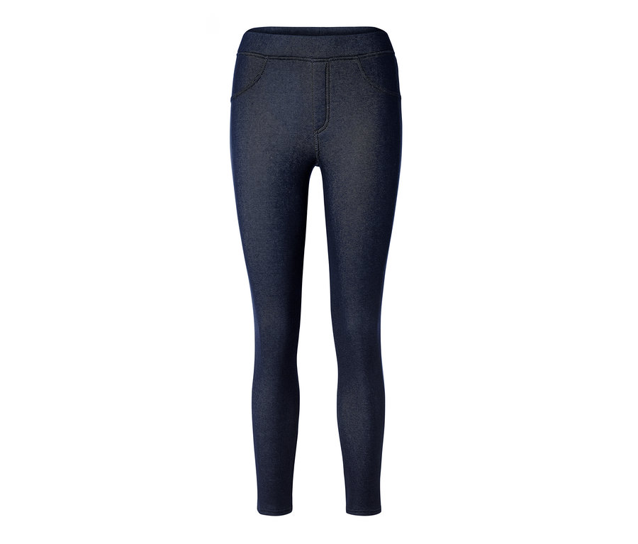 Tmavě modré legíny v džínovém vzhledu s podšívkou.