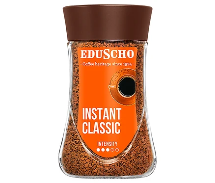 Detail sklenice instantní kávy EDU Instant Classic 200 g.