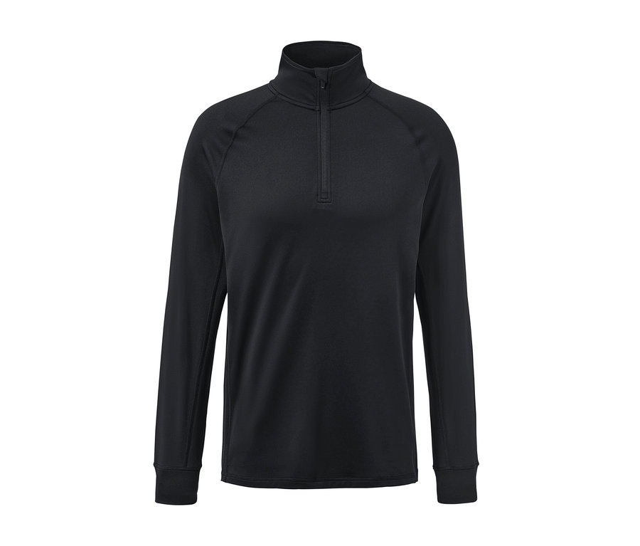 Černé funkční termotriko s dlouhým rukávem a zipem u krku.