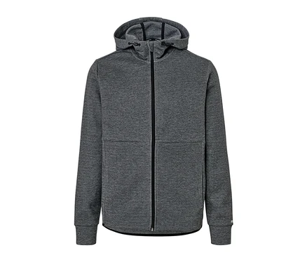 Šedá funkční mikina na zip s kapucí.