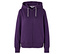 Fialová mikina s kapucí a zipem.