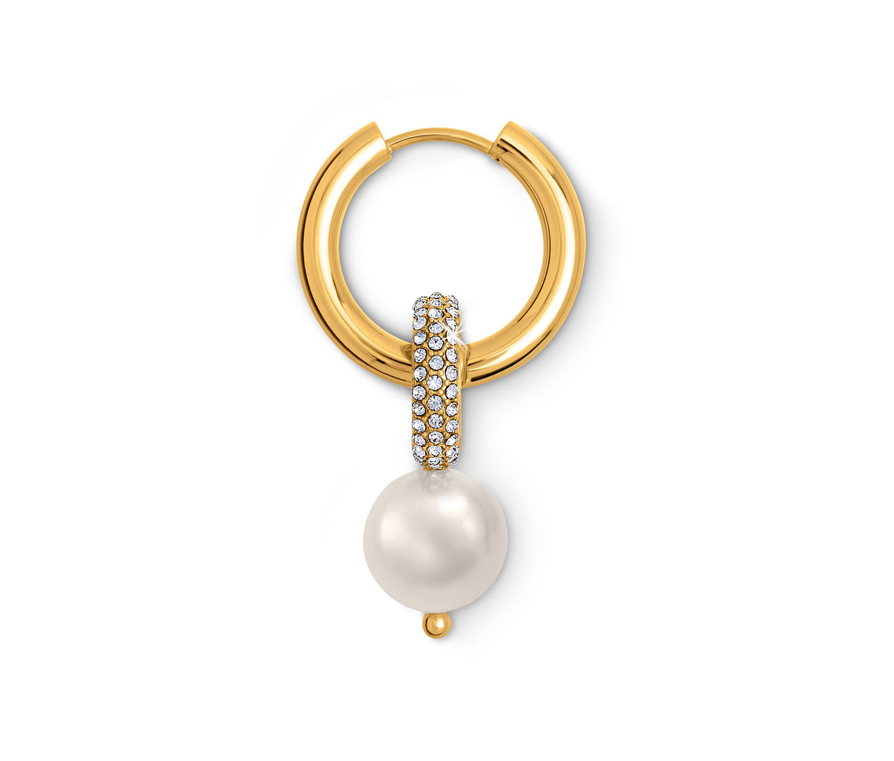 Zlatá náušnice s perlou a zirkony.