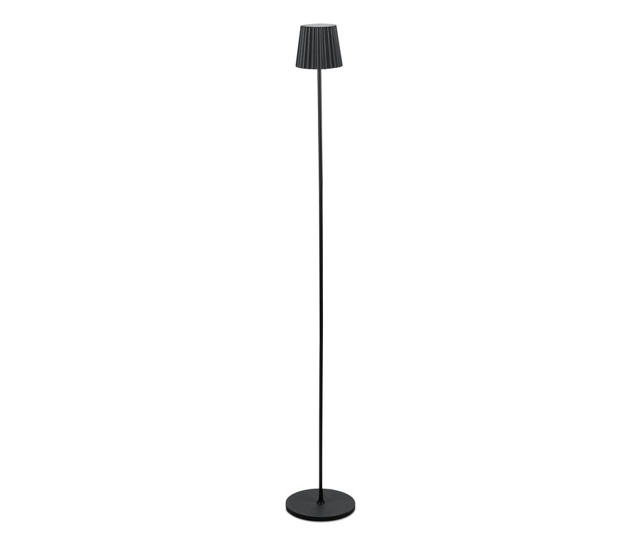 Černá stojací LED lampa s akumulátorem.