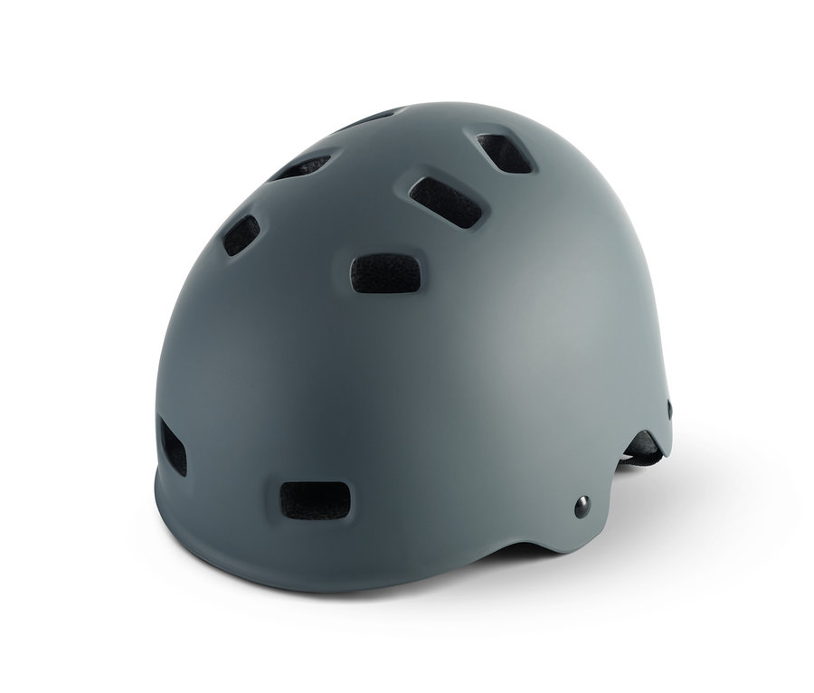 Šedá cyklistická helma s LED světlem vzadu.