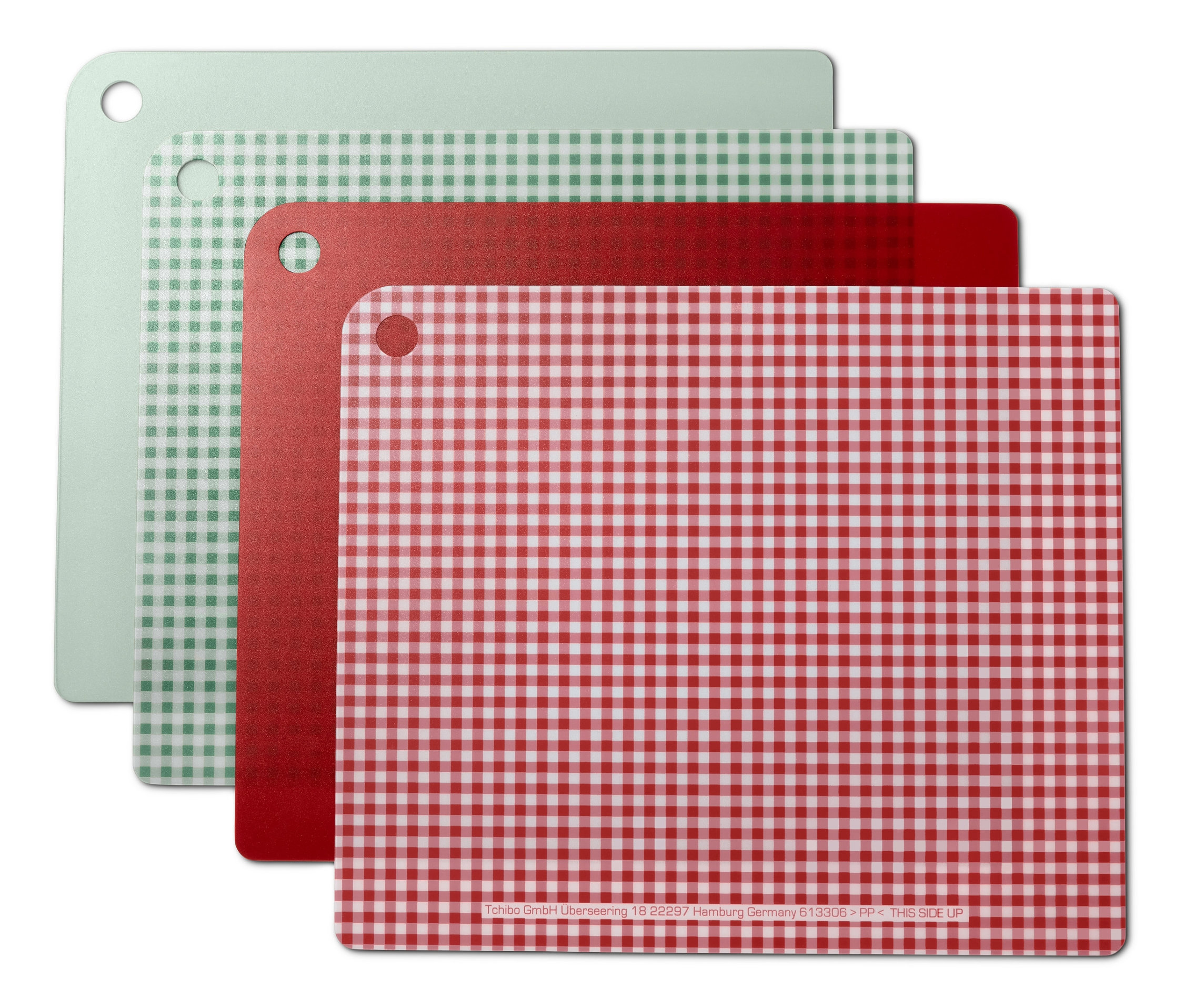 Čtyři podložky na krájení.