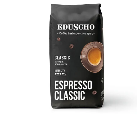 Balení zrnkové kávy EDU Espresso Classic 1 kg.