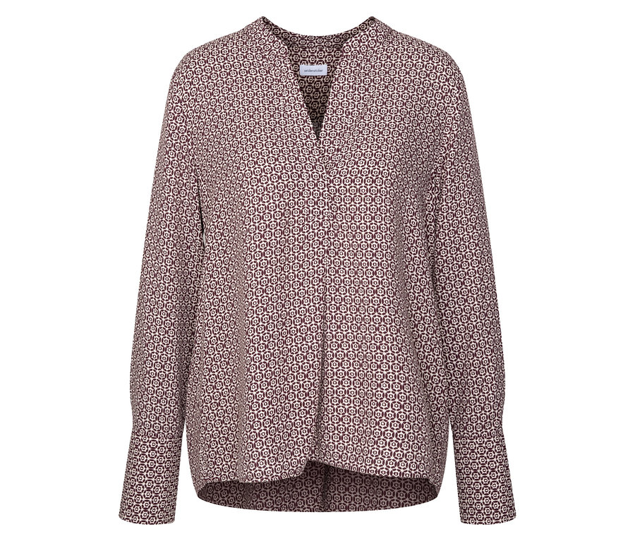 Tunika z viskózy Seidensticker s celoplošným potiskem v barvě ecru a burgundské.