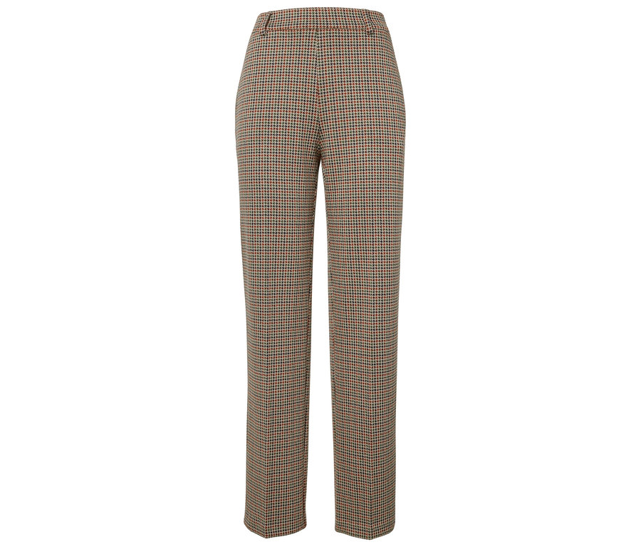 Kalhoty s kostkovaným vzorem.