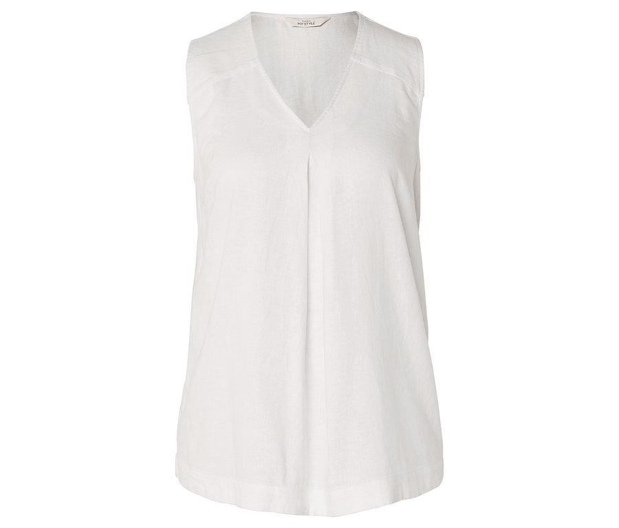 Bílá halenka bez rukávů s výstřihem do V.