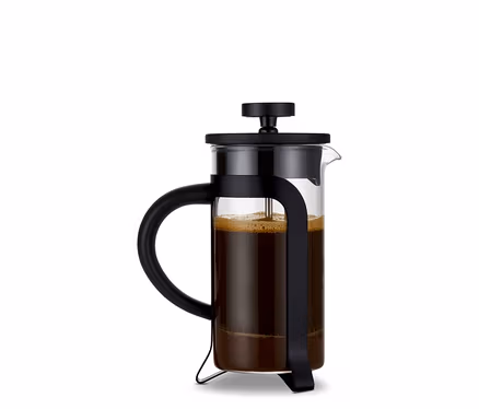 Černá konvička french press 300 ml se 2 šálky.