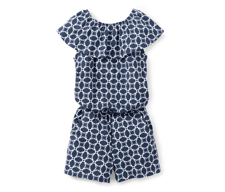 Modrý overal s bílým vzorem.